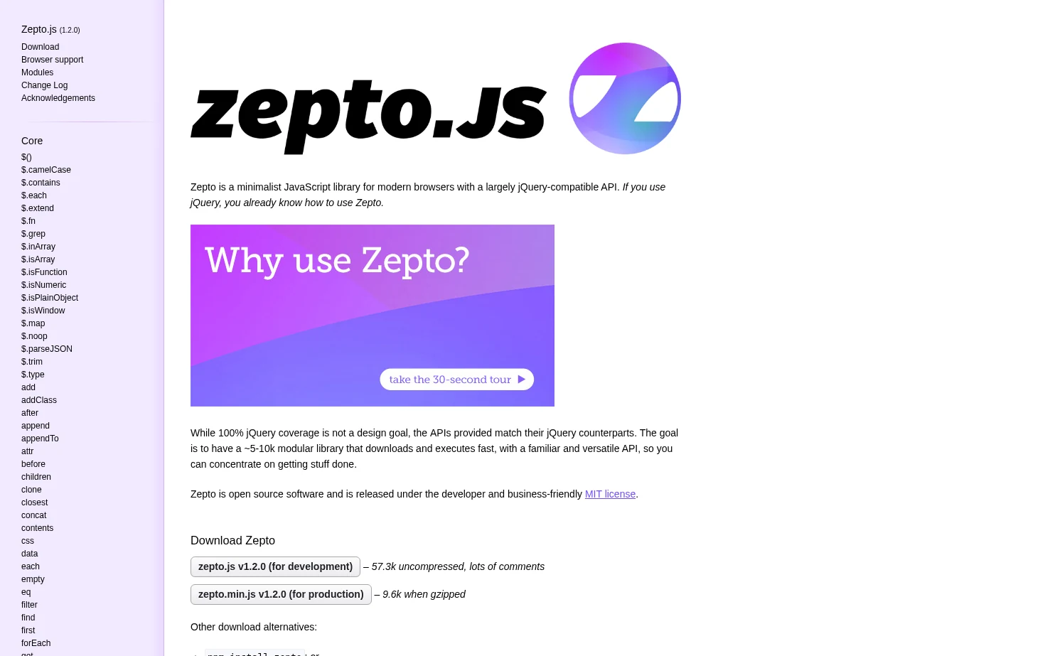 Zepto.js 页面快照